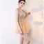 Chic / Beautiful Champagne Graduation Dresses 2017 V-Neck Lace Backless Sequins Homecoming A-Line / Princess Evening Party