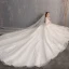 Luxury / Gorgeous White Ball Gown Wedding Dresses 2019 Tulle Lace V-Neck Appliques Backless Beading Pearl Sequins Cathedral Train Church Wedding