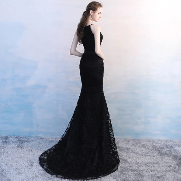 Amazing / Unique Champagne Court Train Evening Dresses  2018 Trumpet / Mermaid High Neck Charmeuse Striped Evening Party Formal Dresses