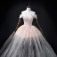 Fashion Blushing Pink Black Gradient-Color Prom Dresses 2022 Ball Gown Off-The-Shoulder Beading Rhinestone Short Sleeve Backless Floor-Length / Long Prom Formal Dresses