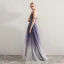 Moderne / Mode Violet Dégradé De Couleur Robe De Soirée 2019 Princesse Bretelles Spaghetti Sans Manches Ceinture Train De Balayage Volants Dos Nu Robe De Ceremonie