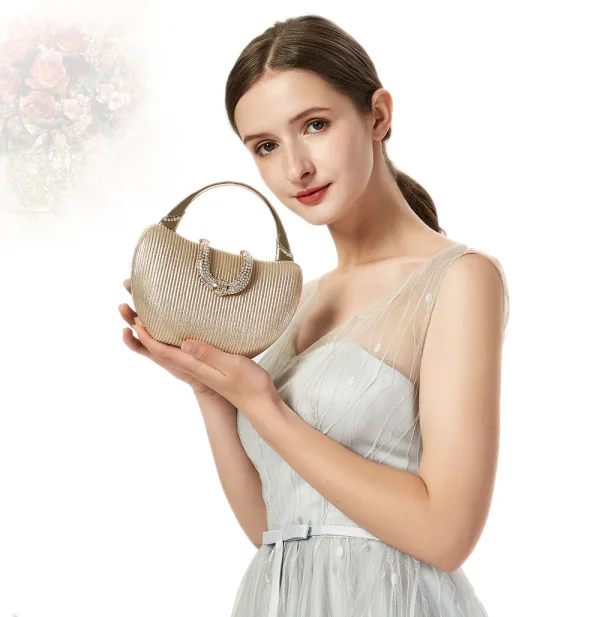 Moda Szampan Cekinami Rhinestone Cekiny Koktajlowe Kopertówki 2022