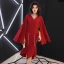Simple Bleu Marine Robe De Soirée 2019 V-Cou Manches Longues Fendue devant Asymétrique Volants Robe De Ceremonie