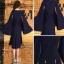 Simple Bleu Marine Robe De Soirée 2019 V-Cou Manches Longues Fendue devant Asymétrique Volants Robe De Ceremonie