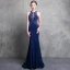 Luxury / Gorgeous Royal Blue Evening Dresses  2018 Trumpet / Mermaid Scoop Neck Strapless Sleeveless Beading Court Train Ruffle Backless Formal Dresses