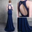 Luxury / Gorgeous Royal Blue Evening Dresses  2018 Trumpet / Mermaid Scoop Neck Strapless Sleeveless Beading Court Train Ruffle Backless Formal Dresses