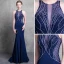 Luxury / Gorgeous Royal Blue Evening Dresses  2018 Trumpet / Mermaid Scoop Neck Strapless Sleeveless Beading Court Train Ruffle Backless Formal Dresses