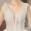 Illusion Ivoire Robe De Mariée 2019 Princesse V-Cou Sans Manches Dos Nu Perlage Cathedral Train Volants