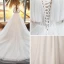 Modern / Fashion Ivory See-through Wedding Dresses 2019 A-Line / Princess Scoop Neck Short Sleeve Backless Beading Glitter Tulle Chapel Train Ruffle