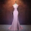Schöne Pink Durchbohrt Abendkleider 2017 Mermaid Rundhalsausschnitt Ärmellos Kristall Gespaltete Front Hof-Schleppe Rückenfreies Festliche Kleider