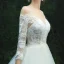 Illusion Ivory See-through Wedding Dresses 2019 A-Line / Princess Scoop Neck Long Sleeve Backless Appliques Lace Court Train Ruffle