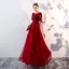 Chic / Beautiful Burgundy Evening Dresses  With Shawl 2019 A-Line / Princess Scoop Neck Appliques Lace Beading Pearl Floor-Length / Long Ruffle Backless Formal Dresses