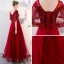 Chic / Beautiful Burgundy Evening Dresses  With Shawl 2019 A-Line / Princess Scoop Neck Appliques Lace Beading Pearl Floor-Length / Long Ruffle Backless Formal Dresses
