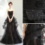 Sexy Sommer Svart Selskapskjoler 2019 Prinsesse Kjæreste Uten Ermer Paljetter Beading Feie Tog Gripende Ruffles Ryggløse Formelle Kjoler