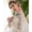Style Chinois Ivoire Percé Robe De Mariée 2019 Robe Boule Col Haut Manches Longues Appliques En Dentelle Glitter Tulle Cathedral Train Volants