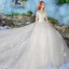 Elegant Ivory Wedding Dresses 2019 Ball Gown Off-The-Shoulder Short Sleeve Backless Appliques Lace Cathedral Train Ruffle