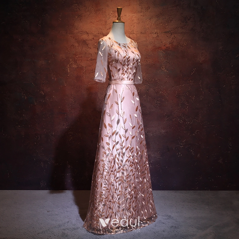 slim fit dress slacks Zapaka Women Rose Gold Prom Dress Mermaid Beaded Ruched Sequin Corset Evening Dress with Side Slit, Golden / UK8 main image 0