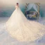 Atemberaubend Ivory / Creme Durchsichtige Brautkleider / Hochzeitskleider 2019 Ballkleid Off Shoulder Kurze Ärmel Applikationen Blumen Kathedrale Schleppe Rüschen