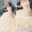 Atemberaubend Ivory / Creme Durchsichtige Brautkleider / Hochzeitskleider 2019 Ballkleid Off Shoulder Kurze Ärmel Applikationen Blumen Kathedrale Schleppe Rüschen
