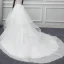 Illusion Ivory See-through Wedding Dresses 2018 A-Line / Princess Scoop Neck Sleeveless Appliques Lace Chapel Train Cascading Ruffles