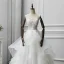 Illusion Ivory See-through Wedding Dresses 2018 A-Line / Princess Scoop Neck Sleeveless Appliques Lace Chapel Train Cascading Ruffles