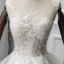 Illusion Ivory See-through Wedding Dresses 2018 A-Line / Princess Scoop Neck Sleeveless Appliques Lace Chapel Train Cascading Ruffles