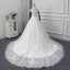 Modest / Simple Ivory Wedding Dresses 2019 A-Line / Princess Off-The-Shoulder Short Sleeve Backless Appliques Lace Chapel Train Ruffle