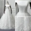Modest / Simple Ivory Wedding Dresses 2019 A-Line / Princess Off-The-Shoulder Short Sleeve Backless Appliques Lace Chapel Train Ruffle