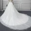 Illusion Ivory See-through Wedding Dresses 2019 A-Line / Princess Scoop Neck Long Sleeve Appliques Lace Chapel Train Ruffle