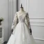 Illusion Ivory See-through Wedding Dresses 2019 A-Line / Princess Scoop Neck Long Sleeve Appliques Lace Chapel Train Ruffle