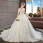 Schöne Ivory / Creme Brautkleider / Hochzeitskleider 2019 Ballkleid Off Shoulder Kurze Ärmel Rückenfreies Applikationen Spitze Perle Strass Kapelle-Schleppe Rüschen