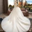 Schöne Ivory / Creme Brautkleider / Hochzeitskleider 2019 Ballkleid Off Shoulder Kurze Ärmel Rückenfreies Applikationen Spitze Perle Strass Kapelle-Schleppe Rüschen