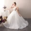 Meilleur Ivoire Transparentes Dentelle Robe De Mariée 2019 Princesse V-Cou Sans Manches Dos Nu Perlage Longue Volants