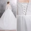 Chic / Belle Blanche Robe De Mariée 2019 Robe Boule Encolure Dégagée 3/4 Manches Dos Nu Appliques En Dentelle Perlage Glitter Tulle Chapel Train Volants
