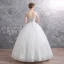 Elegant Ivory Wedding Dresses 2019 Ball Gown V-Neck Sleeveless Backless Appliques Lace Beading Floor-Length / Long Ruffle