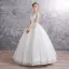 Elegant Ivory Wedding Dresses 2019 Ball Gown V-Neck Sleeveless Backless Appliques Lace Beading Floor-Length / Long Ruffle