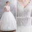 Elegant Ivory Wedding Dresses 2019 Ball Gown V-Neck Sleeveless Backless Appliques Lace Beading Floor-Length / Long Ruffle