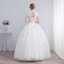 Chinese style Ivory Wedding Dresses 2019 Ball Gown High Neck Cap Sleeves Backless Appliques Lace Beading Sequins Floor-Length / Long Ruffle