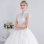 Chinese style Ivory Wedding Dresses 2019 Ball Gown High Neck Cap Sleeves Backless Appliques Lace Beading Sequins Floor-Length / Long Ruffle