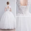 Chinese style Ivory Wedding Dresses 2019 Ball Gown High Neck Cap Sleeves Backless Appliques Lace Beading Sequins Floor-Length / Long Ruffle