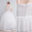 Affordable Ivory Wedding Dresses 2019 Ball Gown Off-The-Shoulder Short Sleeve Backless Appliques Lace Sequins Beading Floor-Length / Long Ruffle