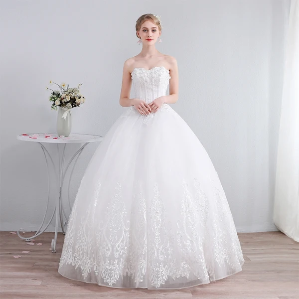Beste Elfenben Korsett Brudekjoler 2019 Prinsesse Kjæreste Uten Ermer Ryggløse Appliques Blonder Beading Glitter Tyll Lange Buste