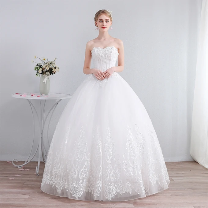 Beste Elfenben Korsett Brudekjoler 2019 Prinsesse Kjæreste Uten Ermer Ryggløse Appliques Blonder Beading Glitter Tyll Lange Buste