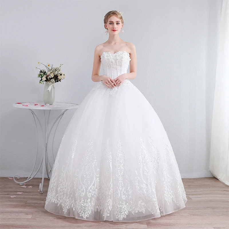 Beste Elfenben Korsett Brudekjoler 2019 Prinsesse Kjæreste Uten Ermer Ryggløse Appliques Blonder Beading Glitter Tyll Lange Buste