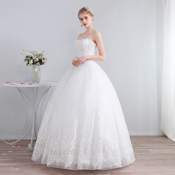 Beste Elfenben Korsett Brudekjoler 2019 Prinsesse Kjæreste Uten Ermer Ryggløse Appliques Blonder Beading Glitter Tyll Lange Buste