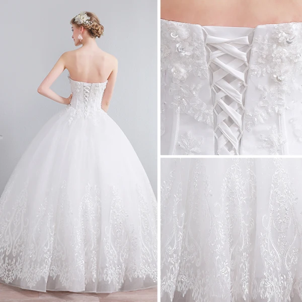 Beste Elfenben Korsett Brudekjoler 2019 Prinsesse Kjæreste Uten Ermer Ryggløse Appliques Blonder Beading Glitter Tyll Lange Buste
