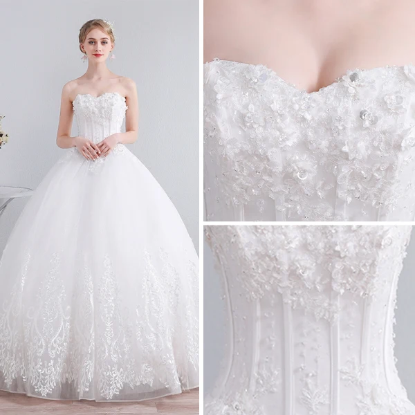 Beste Elfenben Korsett Brudekjoler 2019 Prinsesse Kjæreste Uten Ermer Ryggløse Appliques Blonder Beading Glitter Tyll Lange Buste