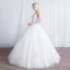 Affordable Ivory See-through Wedding Dresses 2019 A-Line / Princess Scoop Neck 1/2 Sleeves Backless Appliques Lace Floor-Length / Long Ruffle