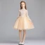 Chic / Beautiful Champagne Flower Girl Dresses 2019 A-Line / Princess High Neck Long Sleeve Appliques Lace Short Ruffle Wedding Party Dresses