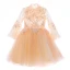 Chic / Beautiful Champagne Flower Girl Dresses 2019 A-Line / Princess High Neck Long Sleeve Appliques Lace Short Ruffle Wedding Party Dresses